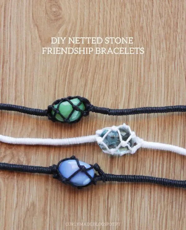 Netted Stone Macrame Friendship Bracelet