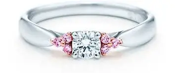Tiffany Harmony Fancy Pink Diamond Side Stone Ring in Rose Gold and Platinum