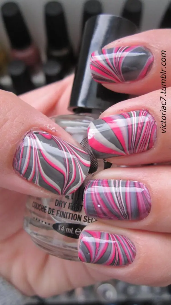 Pink and Grey Water Marble