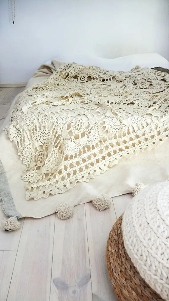 Vintage Crocheted Blanket Flower