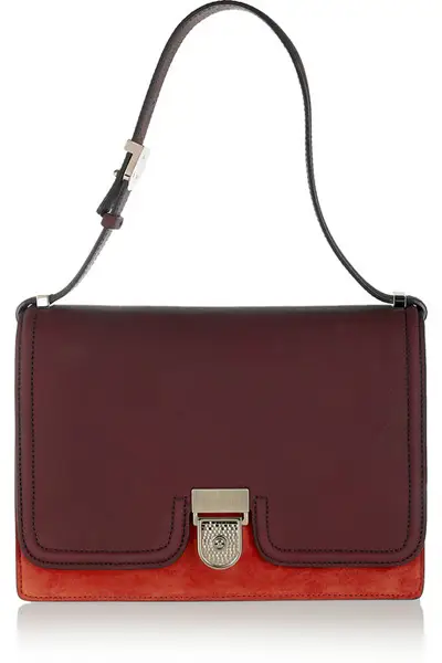 Two-Tone Leather and Suede Shoulder Bag