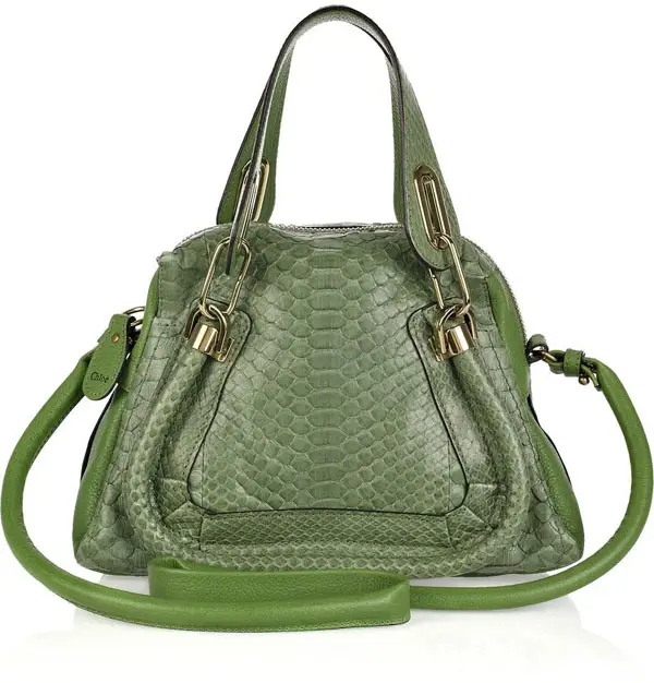 Textured Green Leather Shoulder Bag