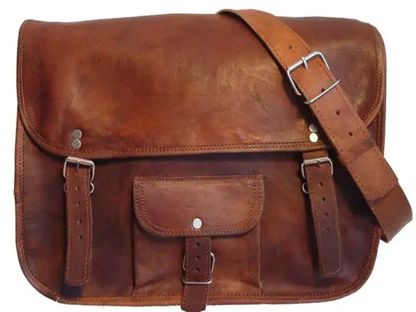 Leather School Messenger Bag