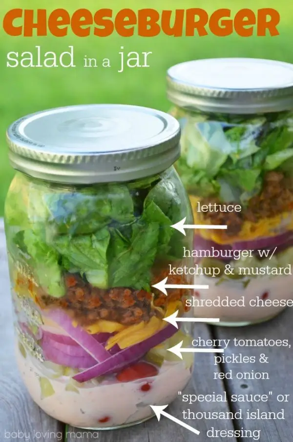 Cheeseburger Salad in a Jar with Special Sauce Dressing