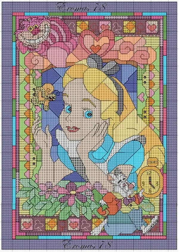 Alice in Wonderland Stained Glass