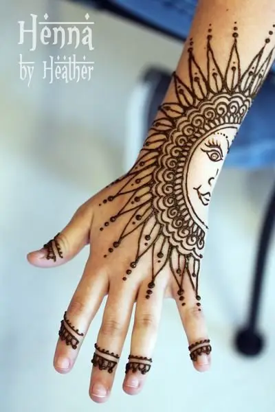 easy henna sun designs