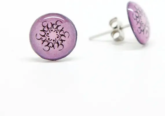 Purple OM Mandala Earrings