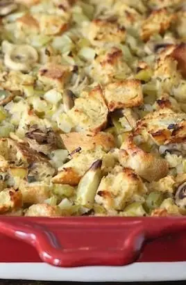 Sourdough Stuffing with Mushrooms, Apples, and Sage