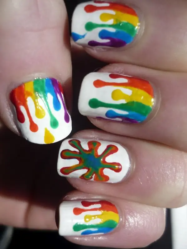 PiggieLuv: Rainbow rhinestones nail art