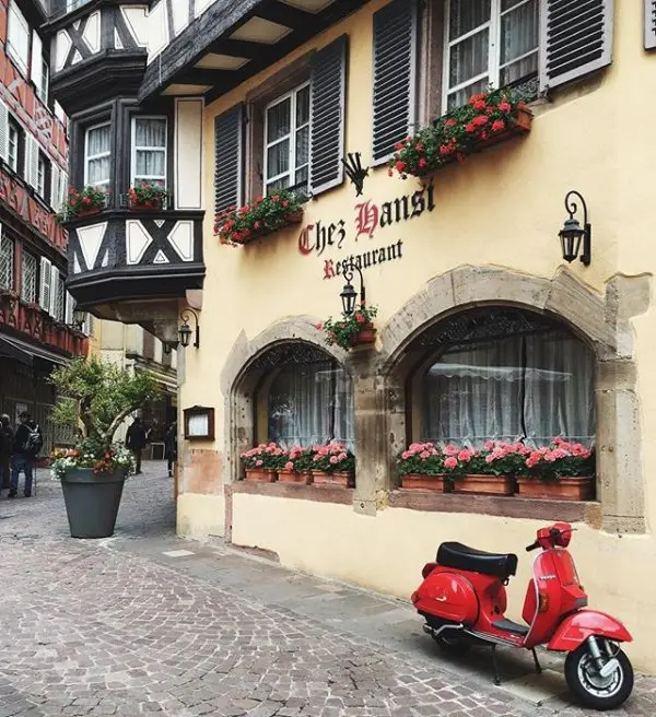 Colmar, red, road, town, house,