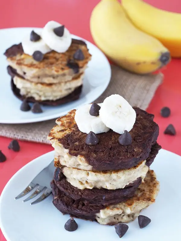 Banana and Chocolate Swirl Pancakes