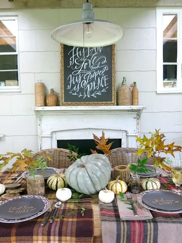 Plaid, Natural and Rustic Fall Table