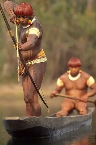 Yaulapiti Catching Fish in Xingu, Brazil