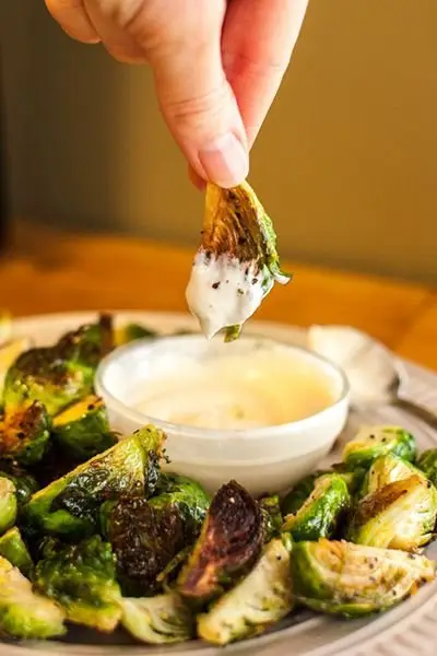 Roasted Brussels Sprout with Garlic Aioli