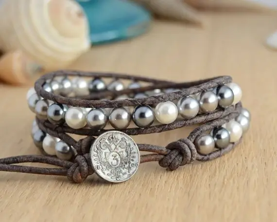 Grey and White Pearl Bracelet