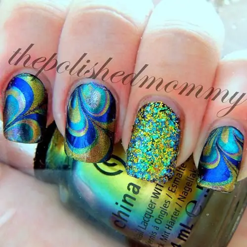 Glitter Water Marble Nails