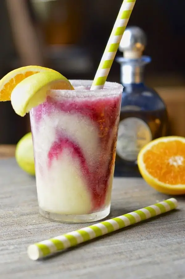 Frozen Lime Margaritas with a Swirl of Frosty and Fruity Sangria