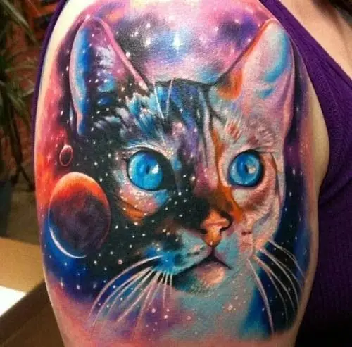 arm,cat,tattoo artist,painting,chest,