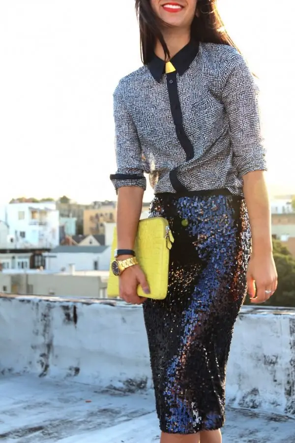 Sequins and a Bit of Pattern with Yellow