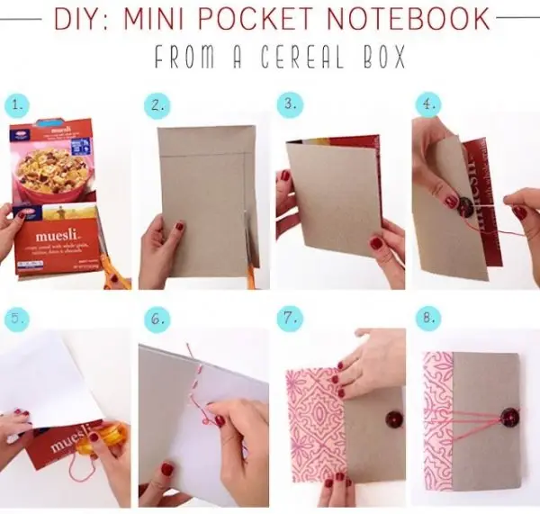 Mini Notebook from a Cereal Box