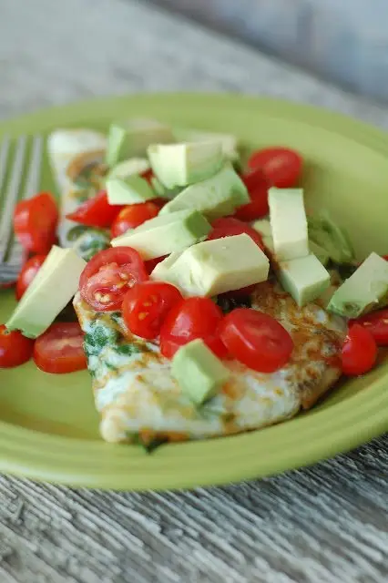 Egg White Omelet with Spinach, Mushrooms, Cheese, Tomato and Avocado