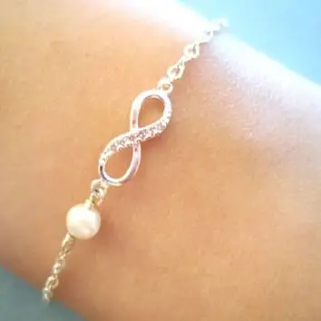 Infinity Pearl Gold Silver Bracelet
