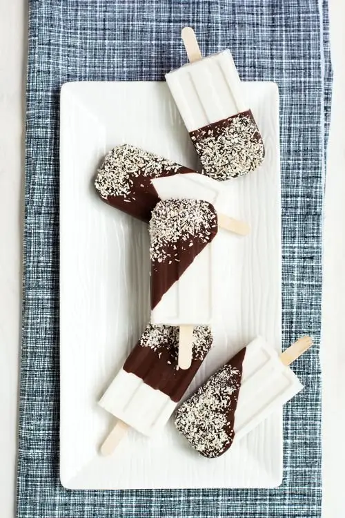 Chocolate-Dipped Coconut Rum Popsicles