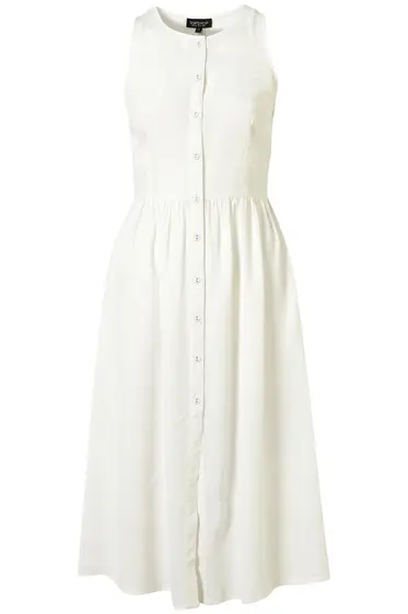White Midi Dress - Topshop Button Front Midi Dress