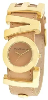 BCBGeneration Love Charm Tan Leather Strap Watch