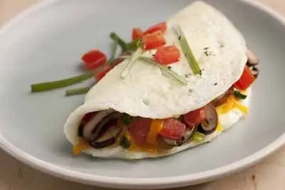 Egg White Omelet with Mushrooms, Tomato, and Cheddar