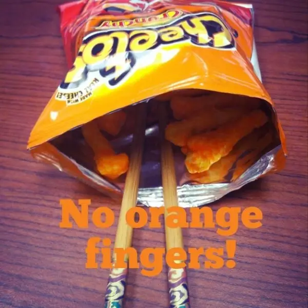 Eat Cheetos or Doritos with Chopsticks to Keep the Dust off Your Fingers