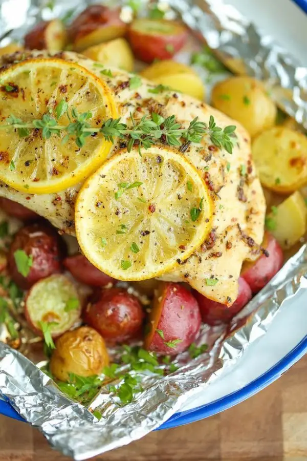 Lemon Chicken and Potatoes in Foi