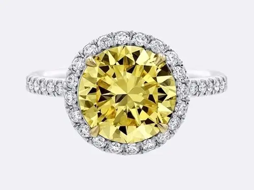 Harry Winston round Brilliant Yellow Diamond Micropavé Ring