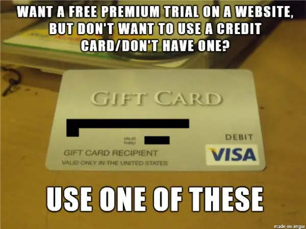 Visa Gift Cards Work for Free Trials