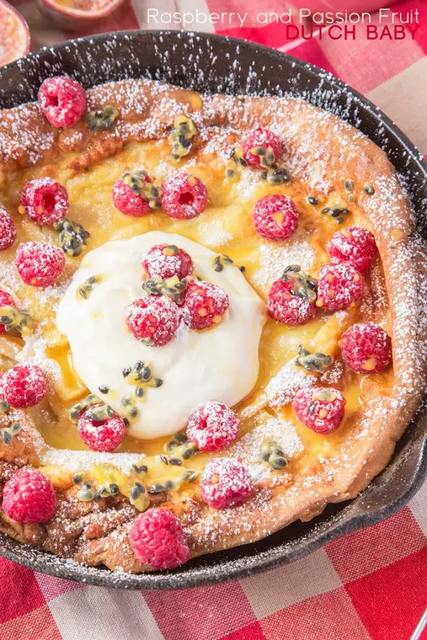 Raspberry and Passion Fruit Dutch Baby