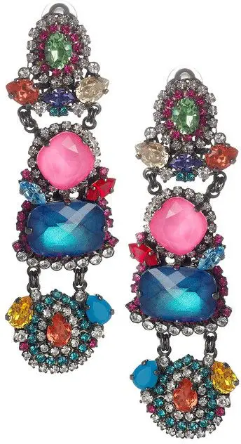 Erickson Beamon Modern Mughal Gunmetal-Plated Swarovski Crystal Clip Earrings