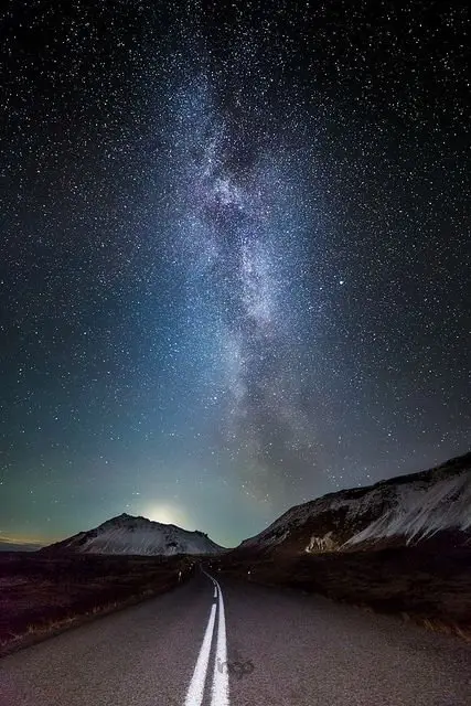 Milky Way over Road, Iceland