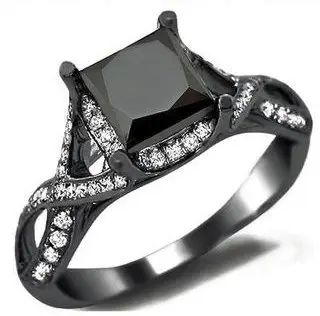 Black Diamond Princess Cut Diamond Ring