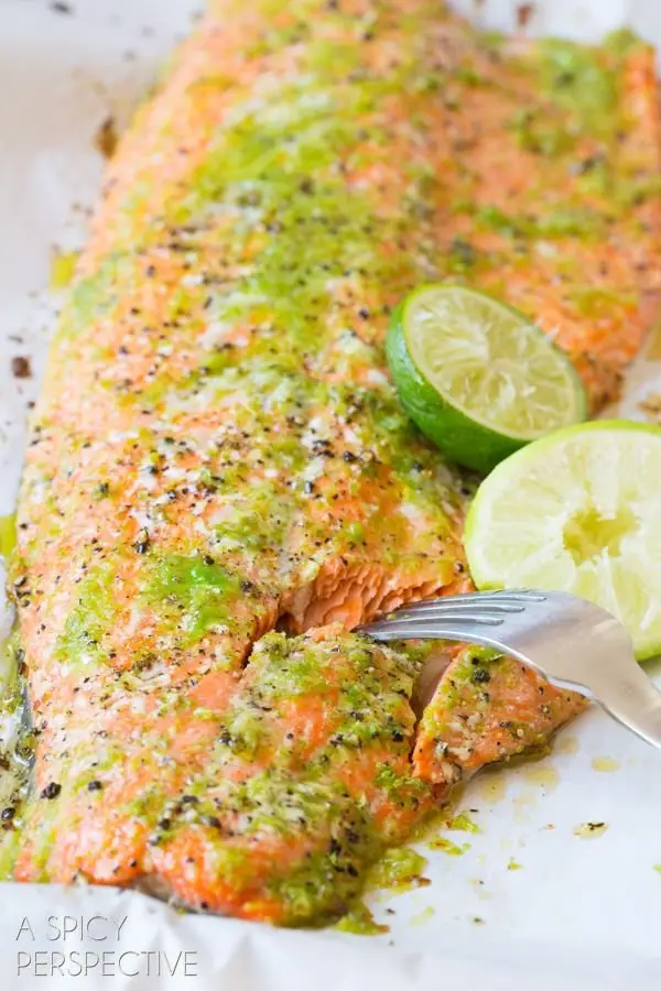 Spicy Garlic Lime Oven Baked Salmon