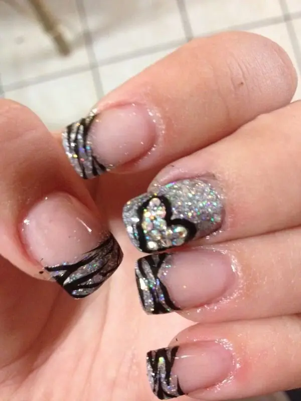 glitter french nail designs