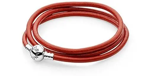 Moments Red Triple Leather Bracelet