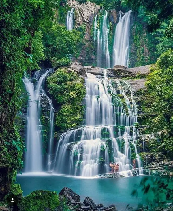 waterfall, water, nature, body of water, green,