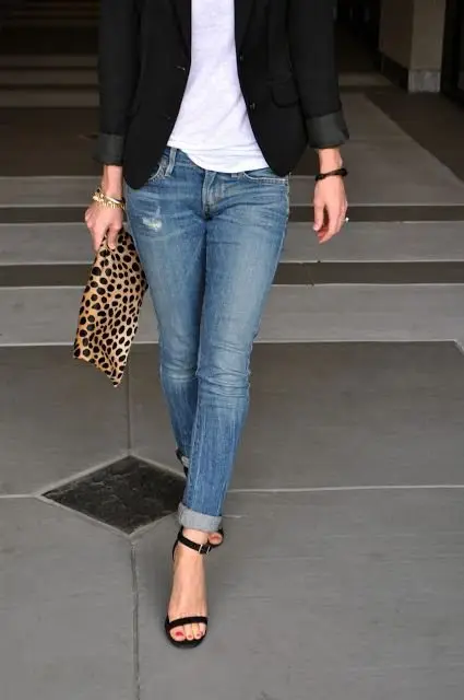 Leopard Clutch with Jeans
