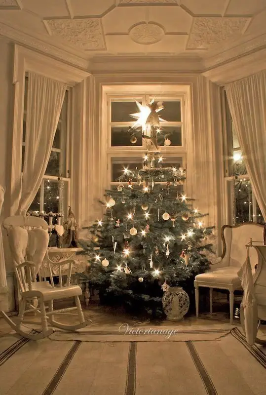 All-White Decor and Tree Contrast