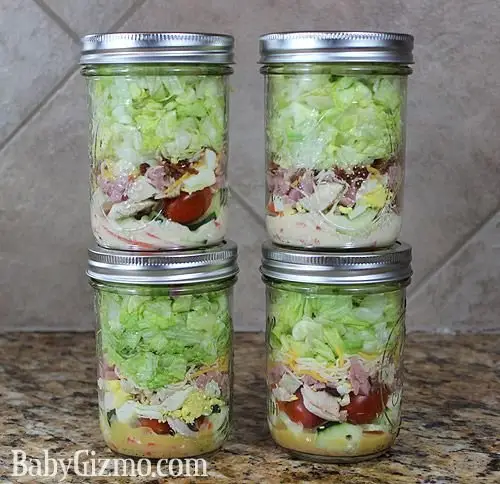 CAESAR and Chef Salads in Ball Jars