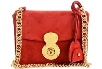 Ralph Lauren Red Suede Ricky Chain Bag