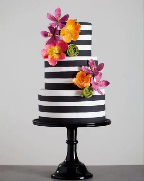 Black and White Striped Cake