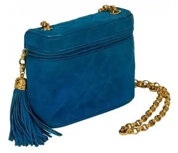 Chanel Rare Turquoise Suede Tassel Evening Bag