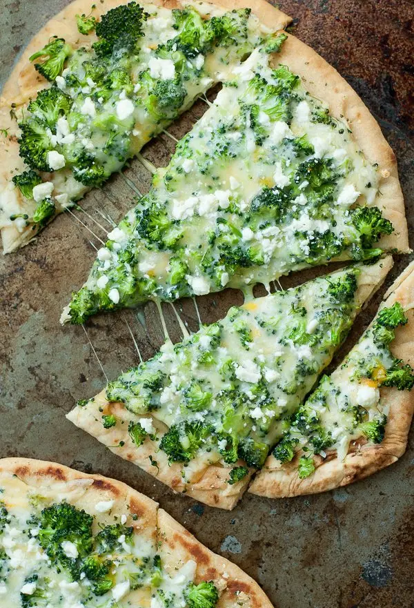 Brocolli and Cheddar Four-Cheese Pizza Flatbread