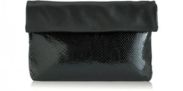 Embossed Python Roll-Top Clutch